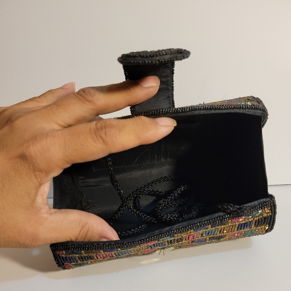 Idolink Glass Barrel Beaded Evening Structured Clutch Bag - Picture 6 of 8